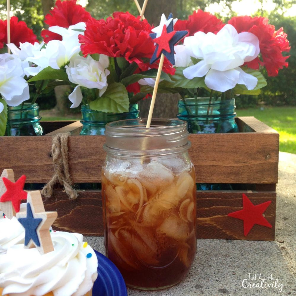 4th of July sweet tea and DIY stir sticks