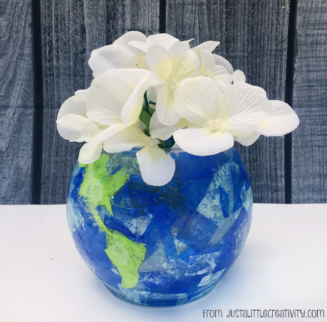 Kids can make a tissue paper vase
