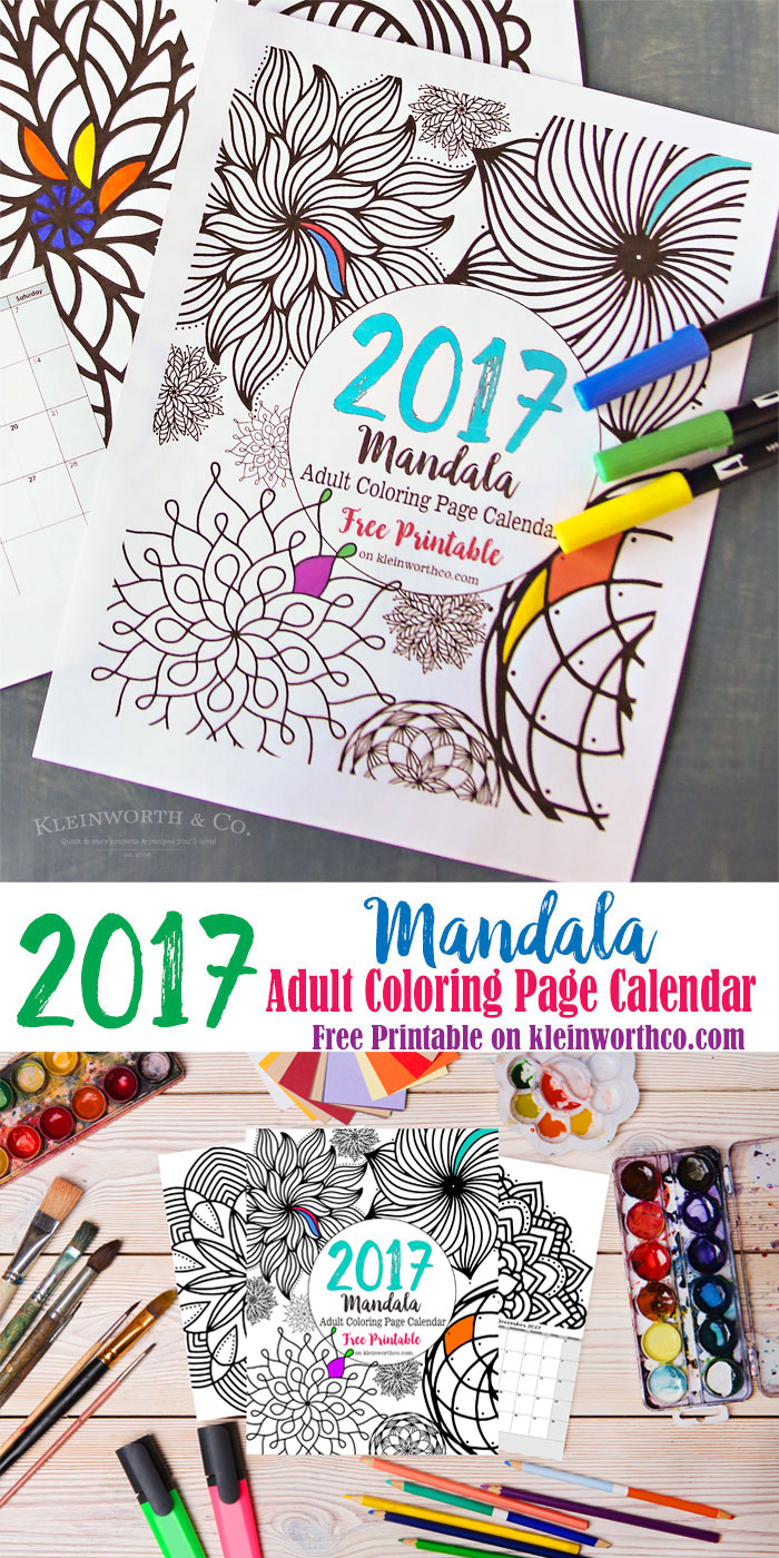 2017 Mandala Adult Coloring Calendar by Kleinworth & Co