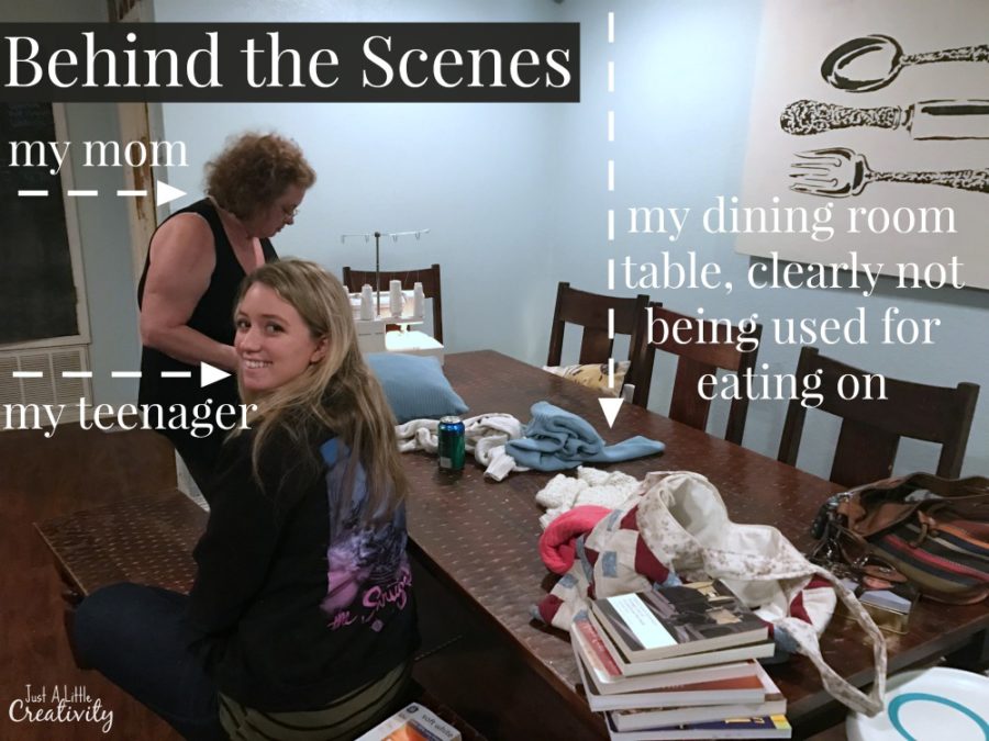behind the scenes of sweater pillow creating