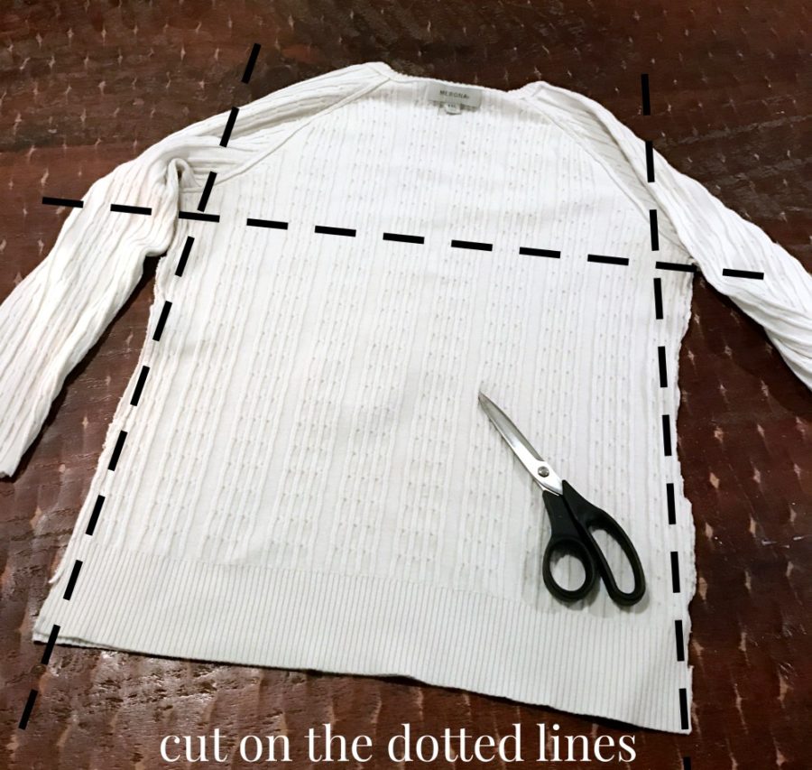 cut sweater here