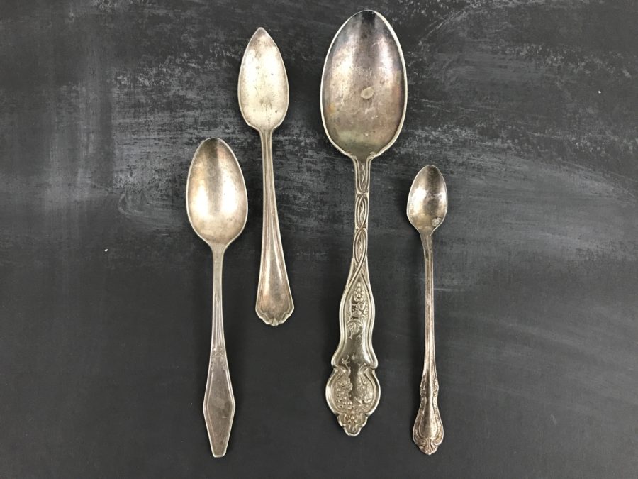 Antique Silverplate Tarnished Spoons- Food Photography Starter Set