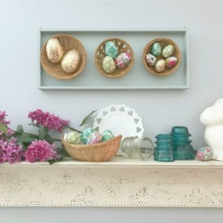 easter wall art made from decoupaged plastic eggs