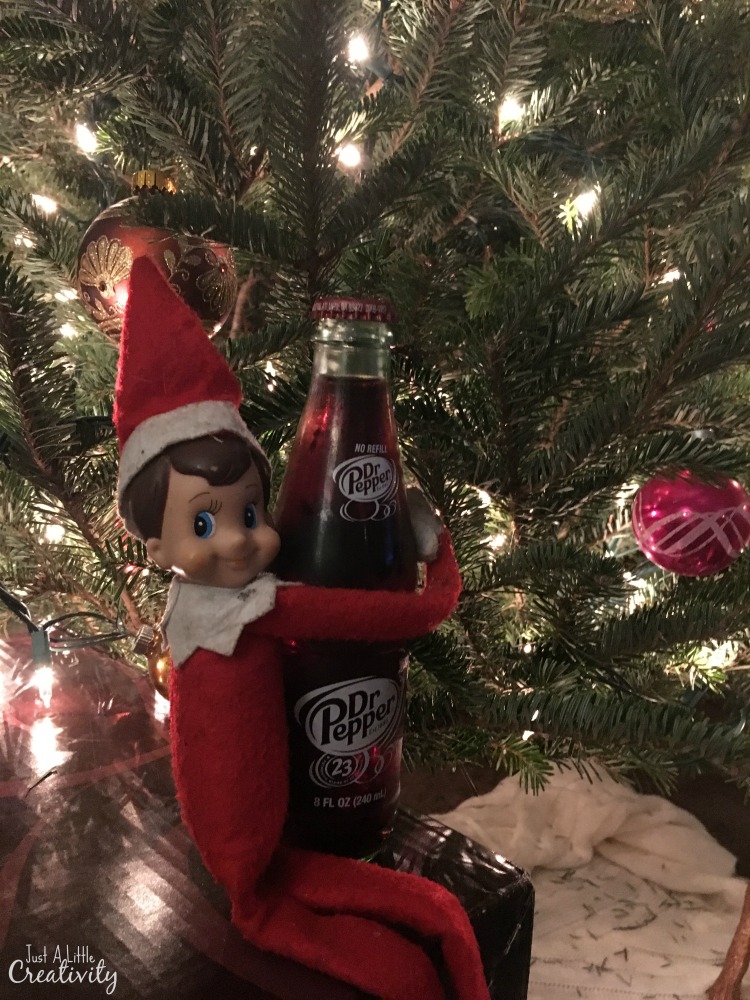 Elf on the shelf not sharing the last Dr Pepper