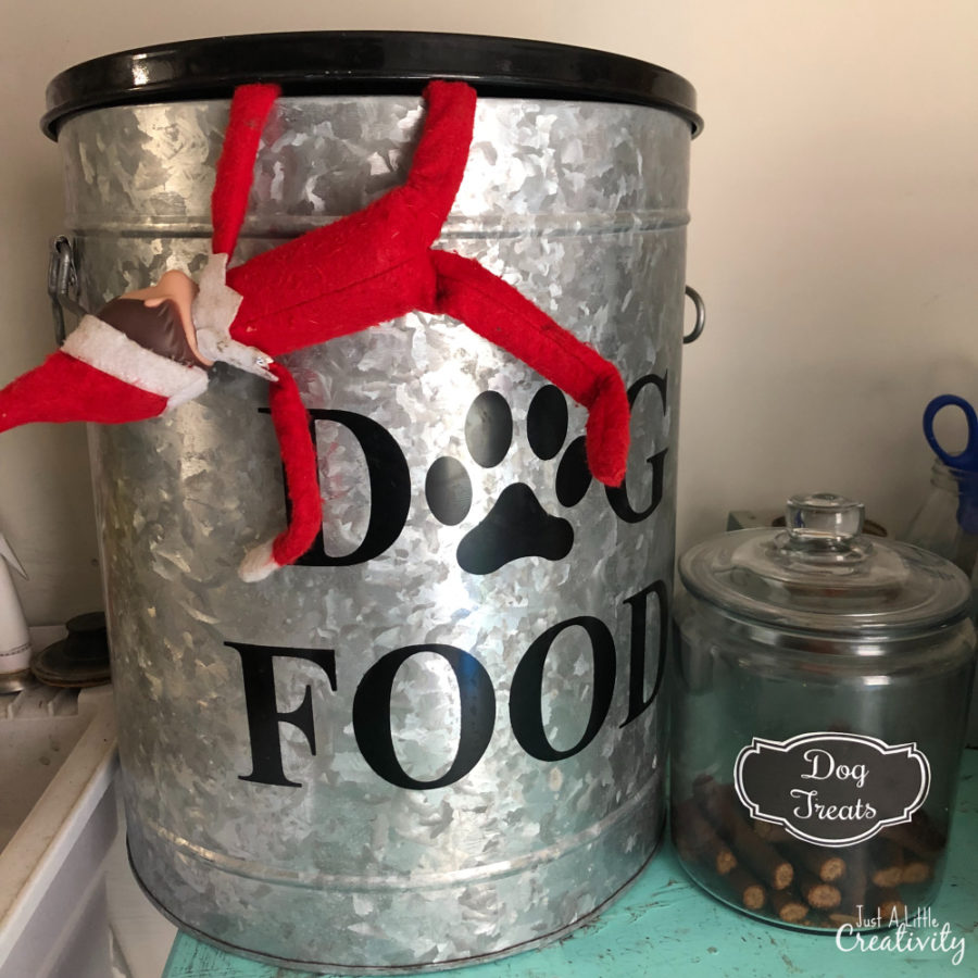 elf on the shelf caught in the dog food