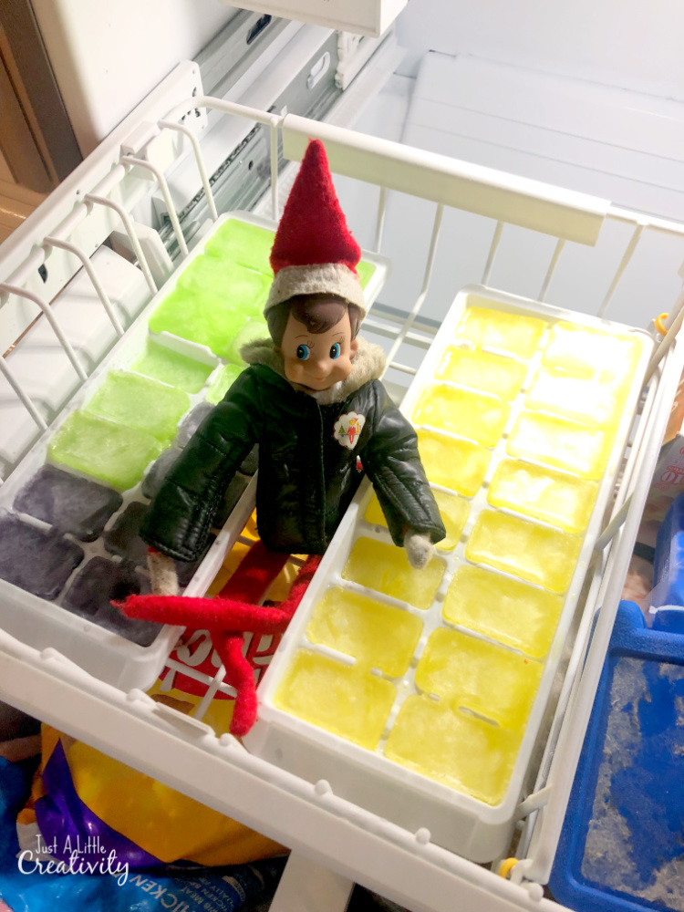 elf on the shelf colorful icecubes