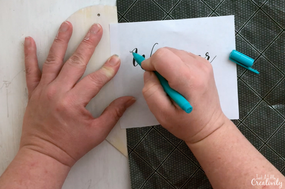 Using carbon paper is great for farmhouse style typography art