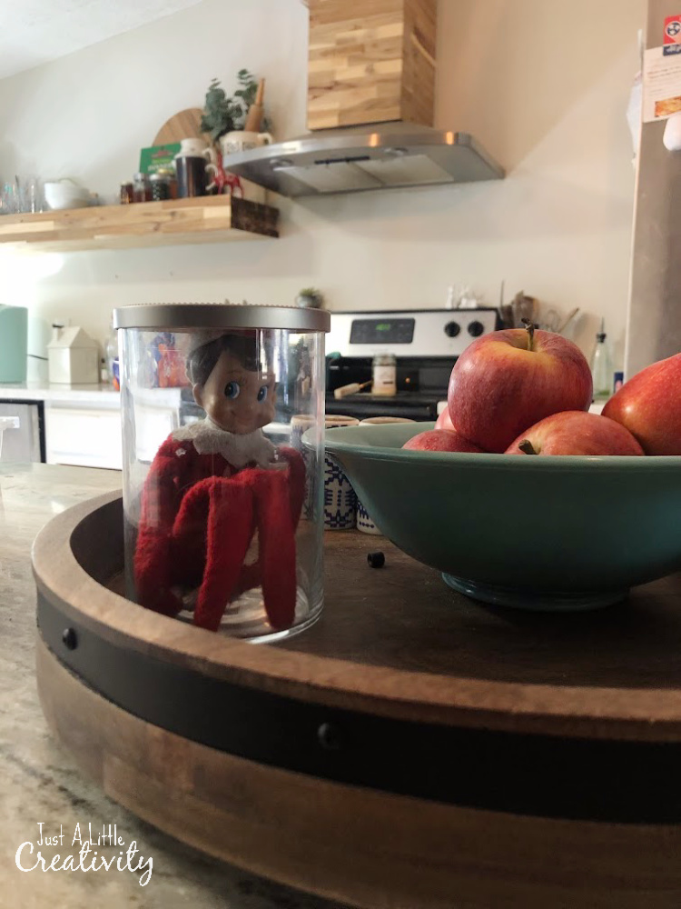 Move the elf to hide in plain site in a clear jar